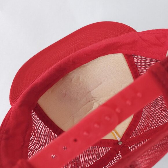 Vintage Daniels Western Meat Hat Cap Snap Back Red White Mesh Trucker Promo 80s - Picture 8 of 8